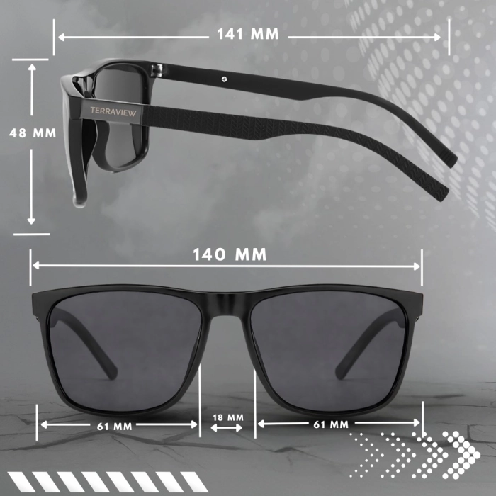Okulary Przeciwsłoneczne Męskie Polaryzacyjne Terraview Nerdy UV400 Czarne + Etui